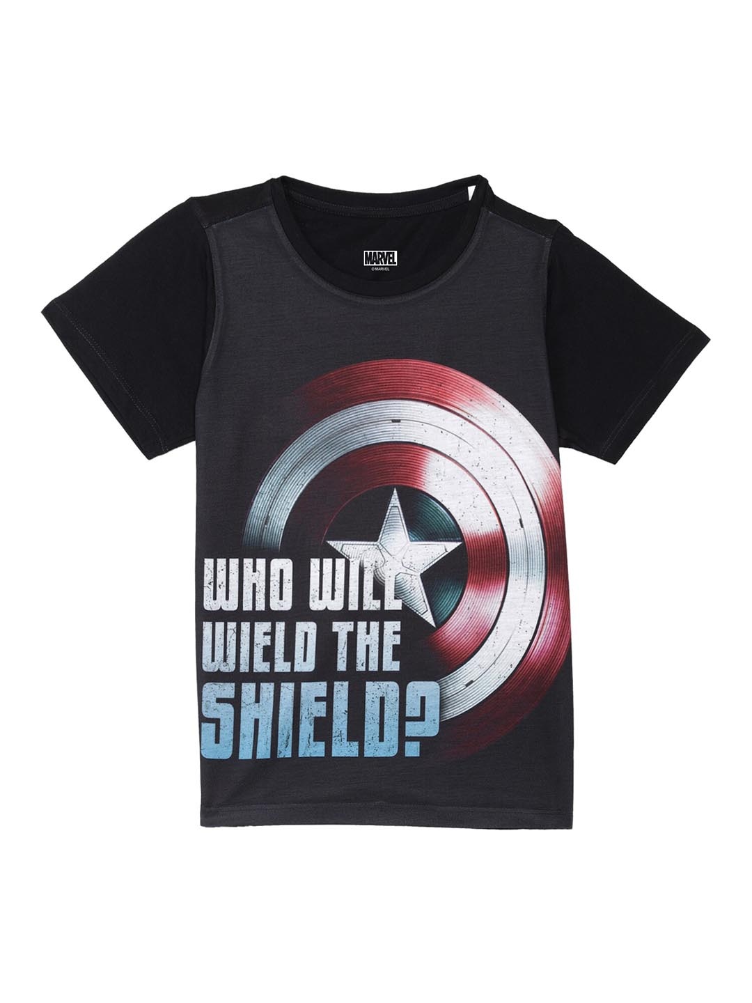 

Marvel by Wear Your Mind Boys Black Captain America Printed T-shirt