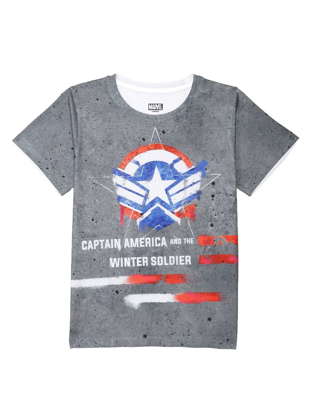 

Marvel by Wear Your Mind Boys Grey Captain America Printed T-shirt
