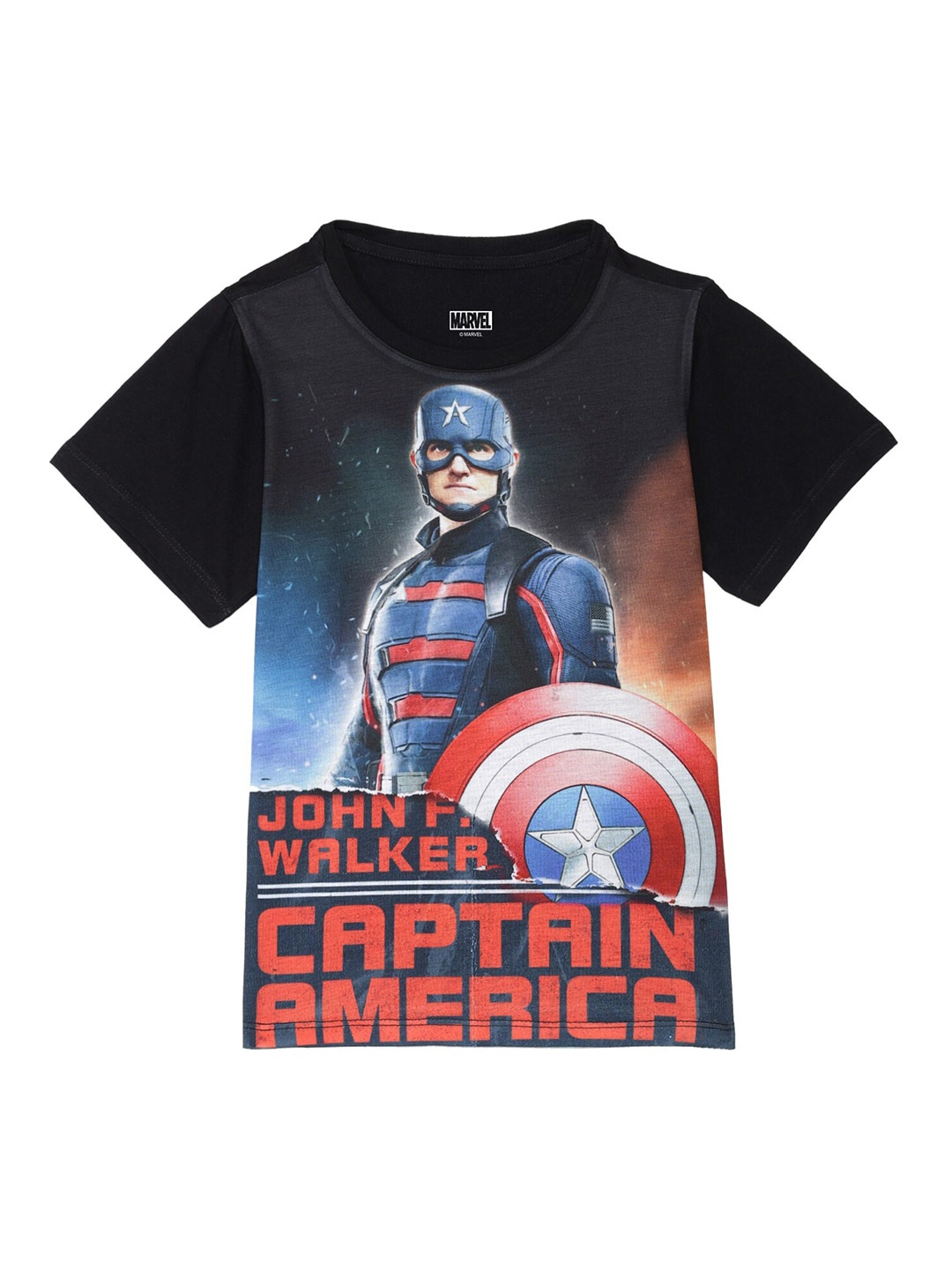 

Marvel by Wear Your Mind Boys Black Captain America Printed T-shirt