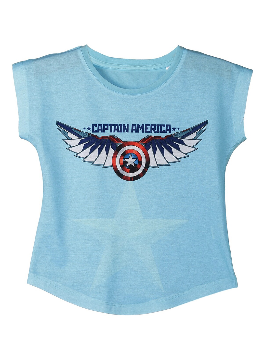 

Marvel by Wear Your Mind Blue Captain America Extended Sleeves Regular Top