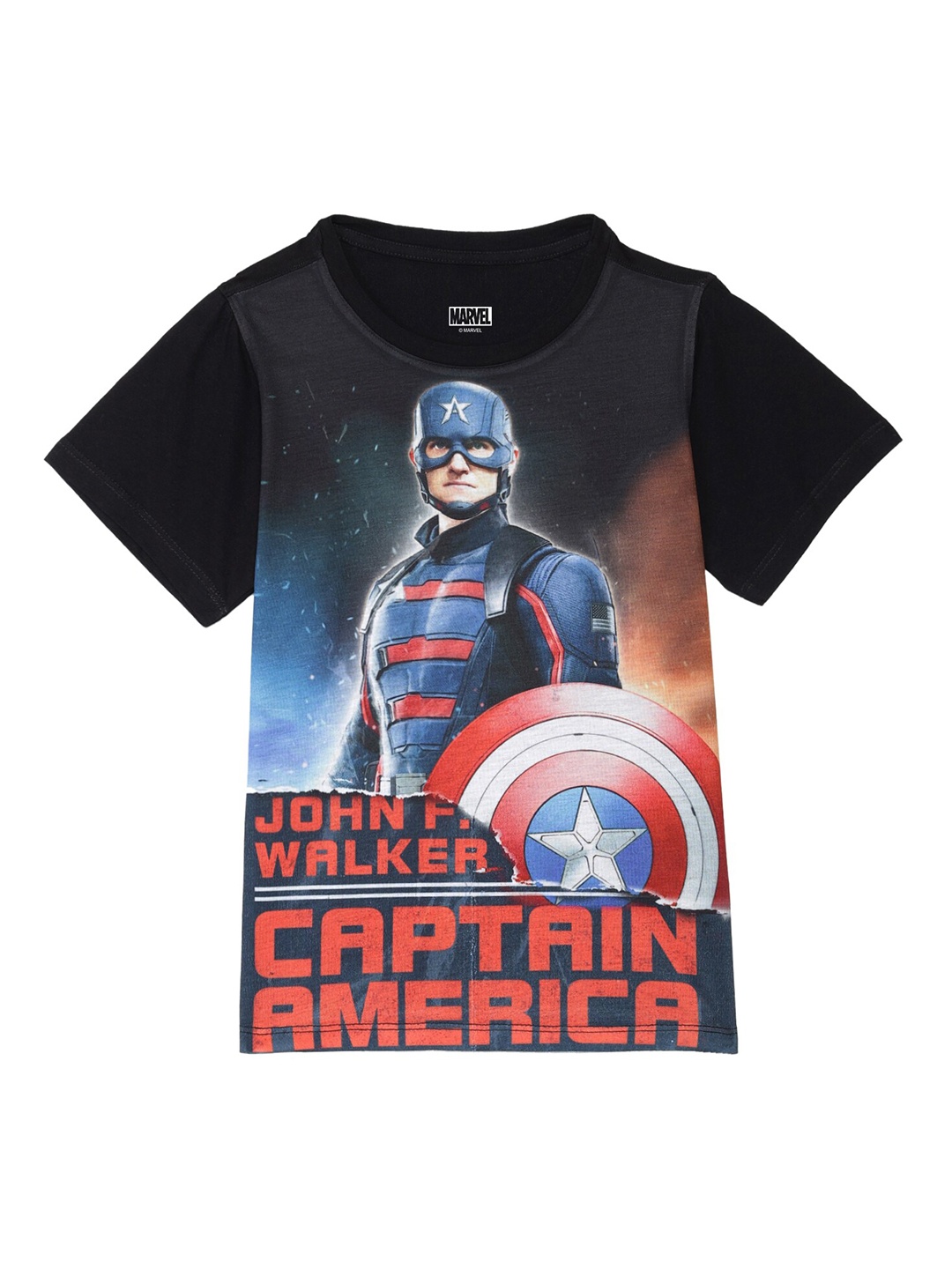 

Marvel by Wear Your Mind Boys Black Captain America Printed T-shirt