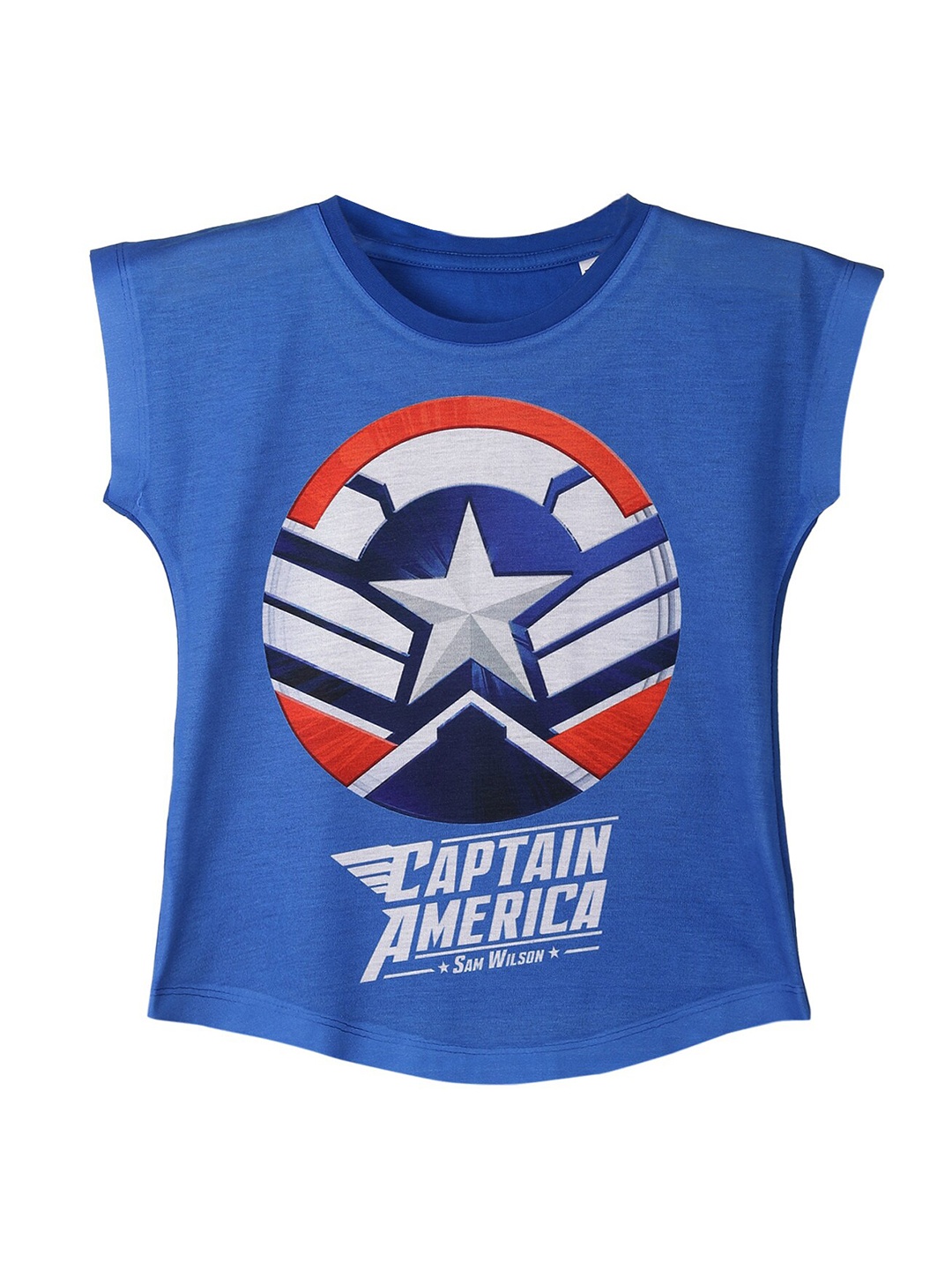 

Marvel by Wear Your Mind Blue Captain America Extended Sleeves Regular Top