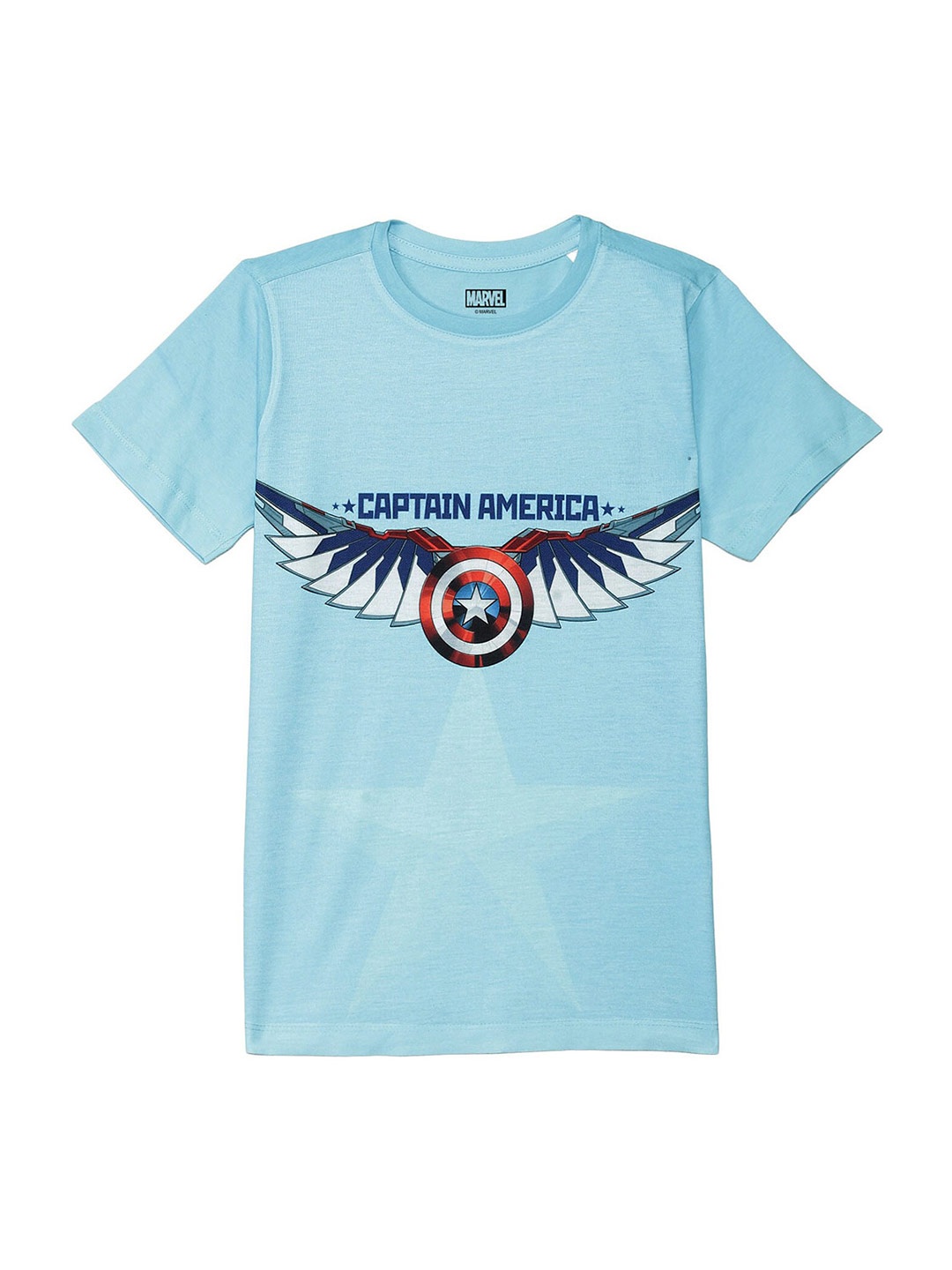 

Marvel by Wear Your Mind Boys Blue Captain America Printed Applique T-shirt