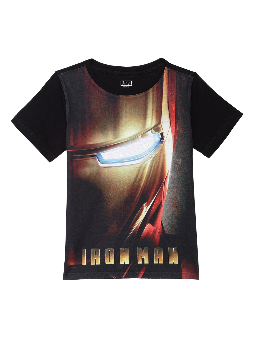 

Marvel by Wear Your Mind Boys Black Printed Iron Man V-Neck Raw Edge T-shirt