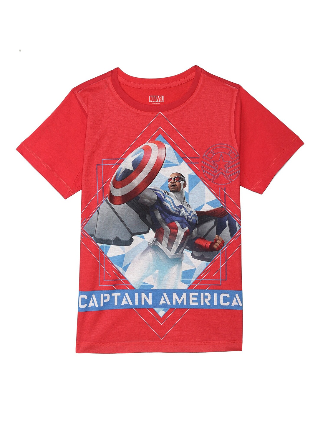 

Marvel by Wear Your Mind Boys Red Printed Captain America Applique T-shirt