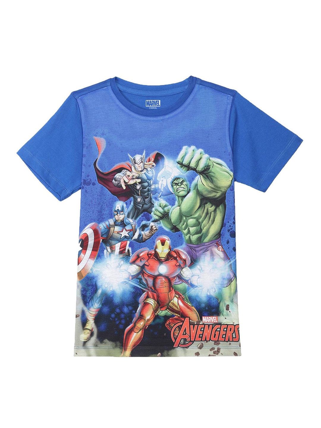 

Marvel by Wear Your Mind Boys Blue Printed Avengers Applique T-shirt