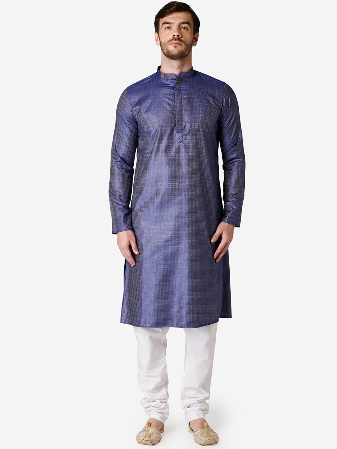 

TABARD Men Blue Jaquard Printed Kurta with Churidar