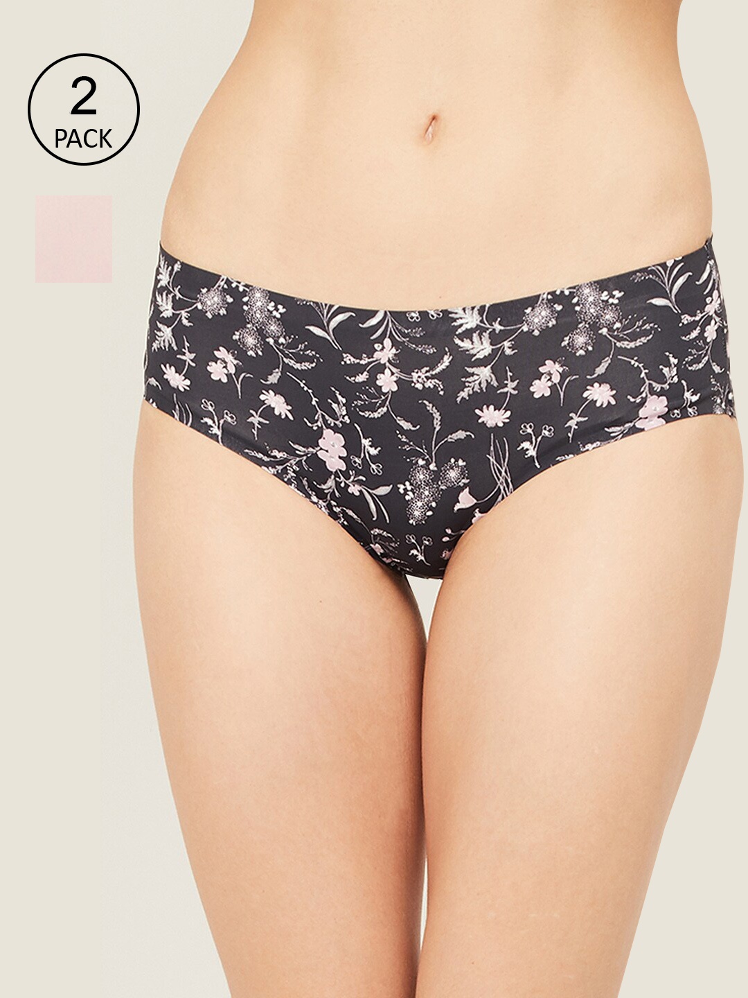

Ginger By Lifestyle Women Set Of 2 Black & Pink Hipster Briefs