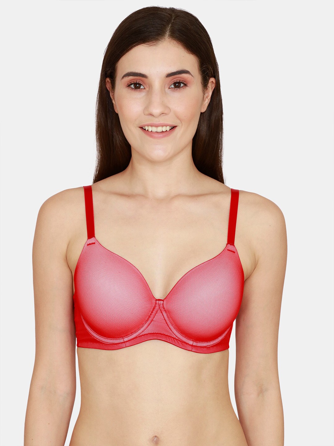 

Zivame Red & Off White T-shirt Bra Underwired Lightly Padded