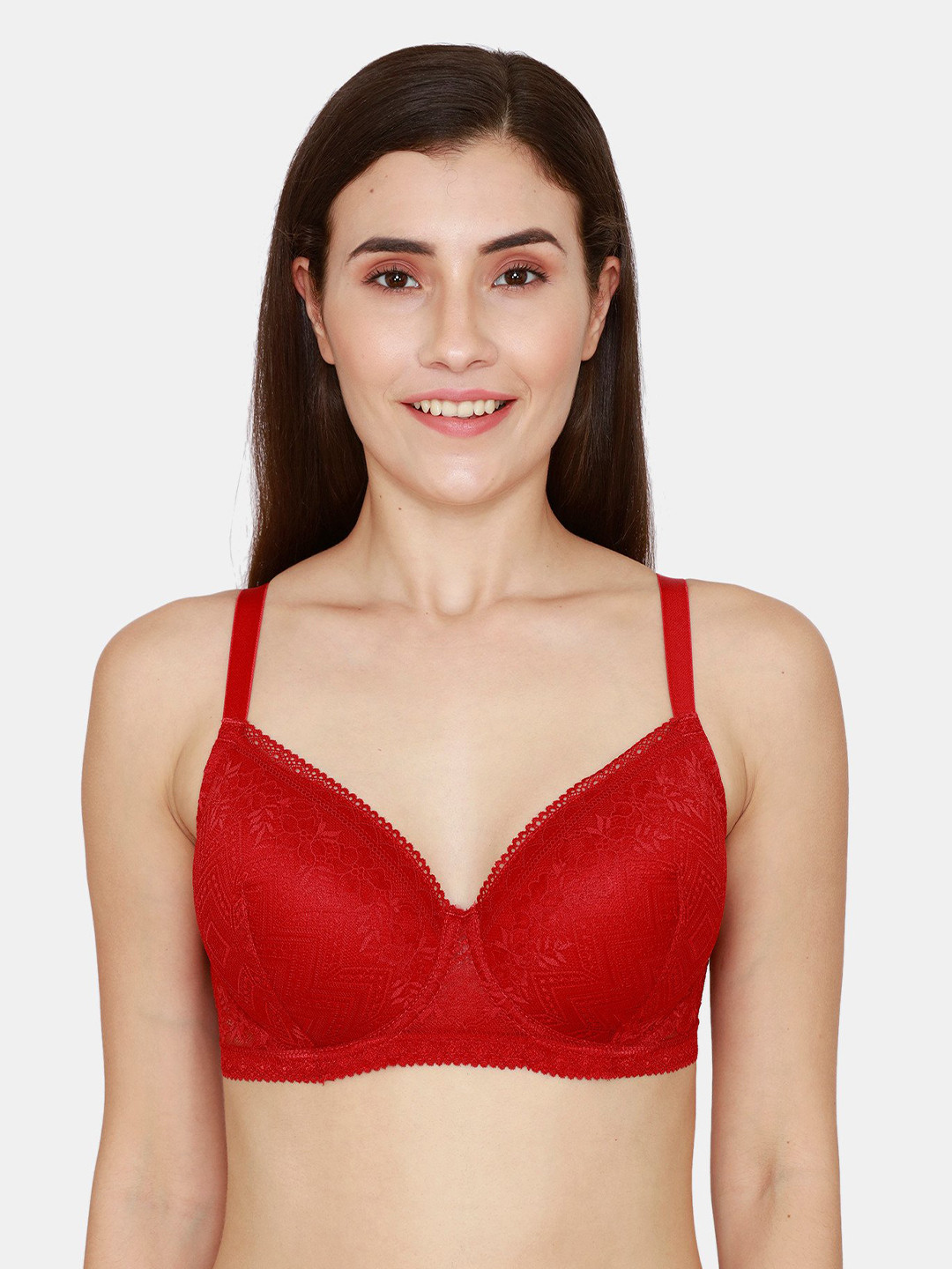 

Zivame Women Red Self Design Tshirt Bra