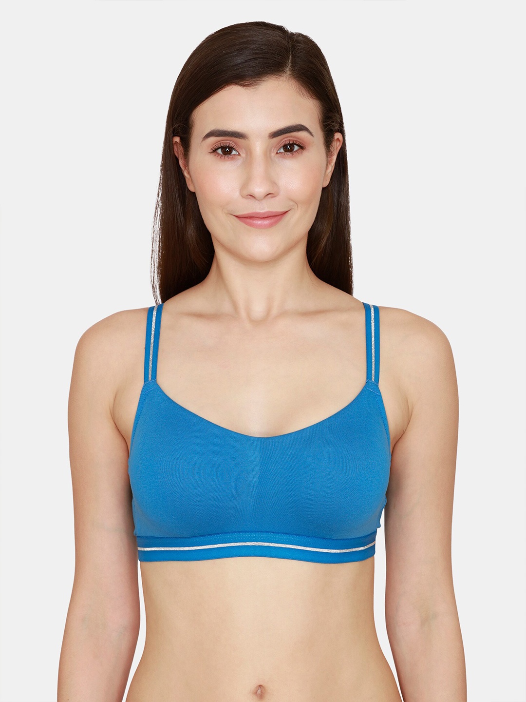 

Zivame Blue Solid Non Wired Full Coverage Camisole Bra