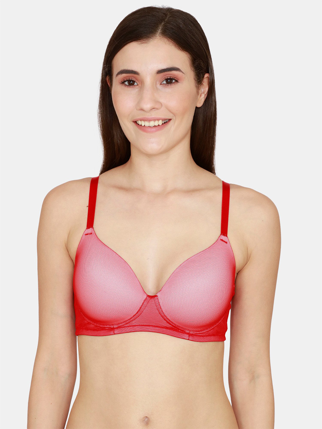 

Zivame Red & White Lightly Padded T-shirt Bra