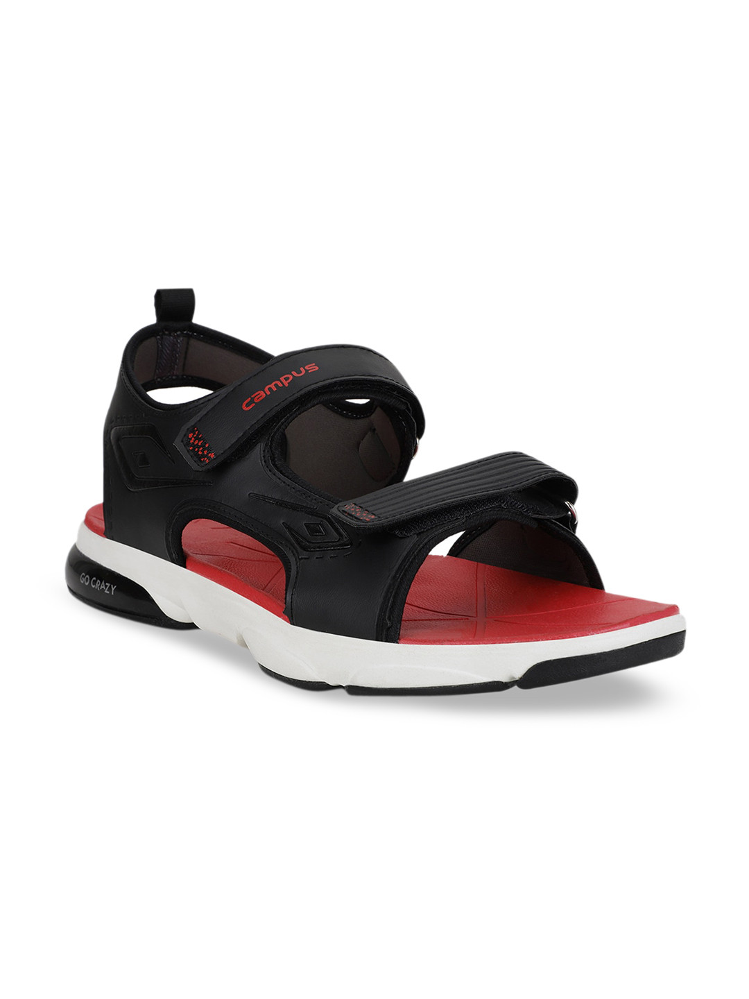 

Campus Men Black & Red Solid Sports Sandals