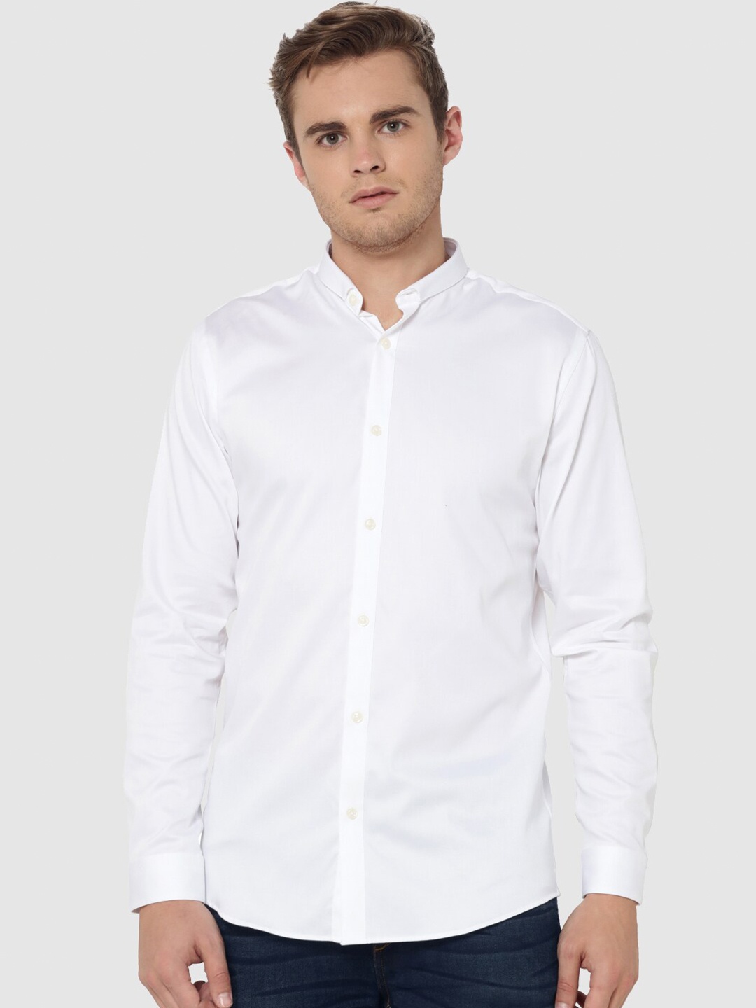 

Jack & Jones Men White Slim Fit Opaque Casual Shirt