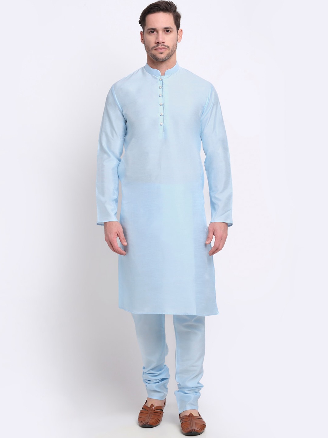 

KRAFT INDIA Men Turquoise Blue Thread Work Kurta