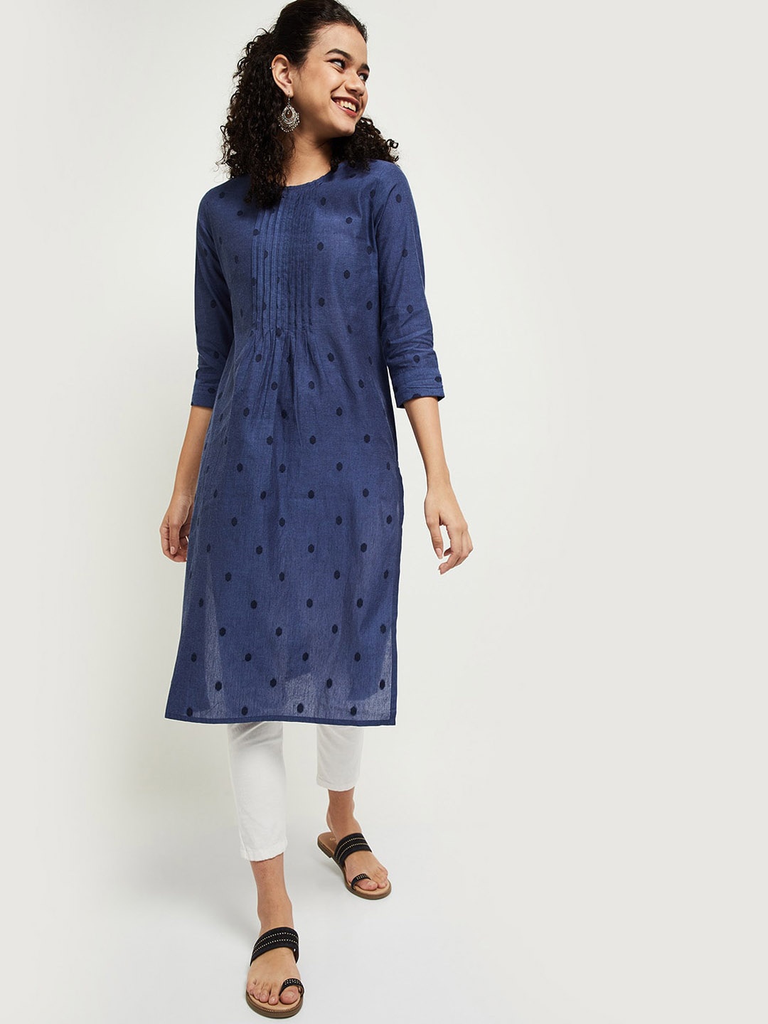 

max Women Blue Geometric Printed Kurta