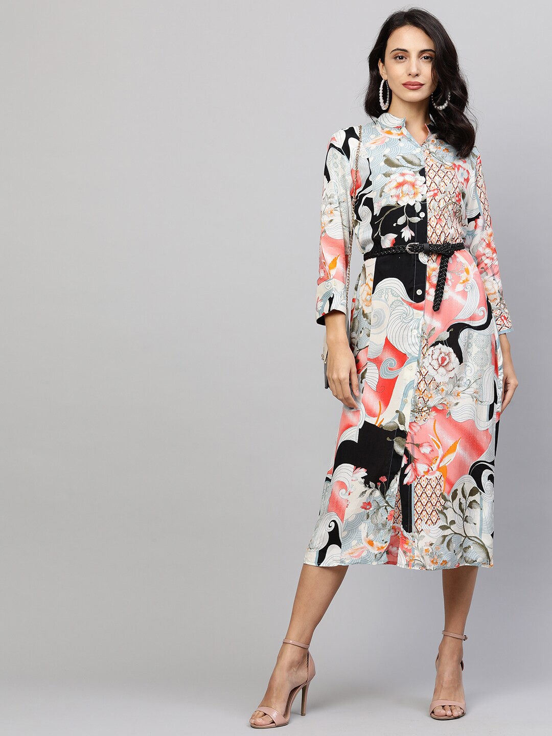 

FASHOR Multicoloured A-Line Midi Dress, Multi