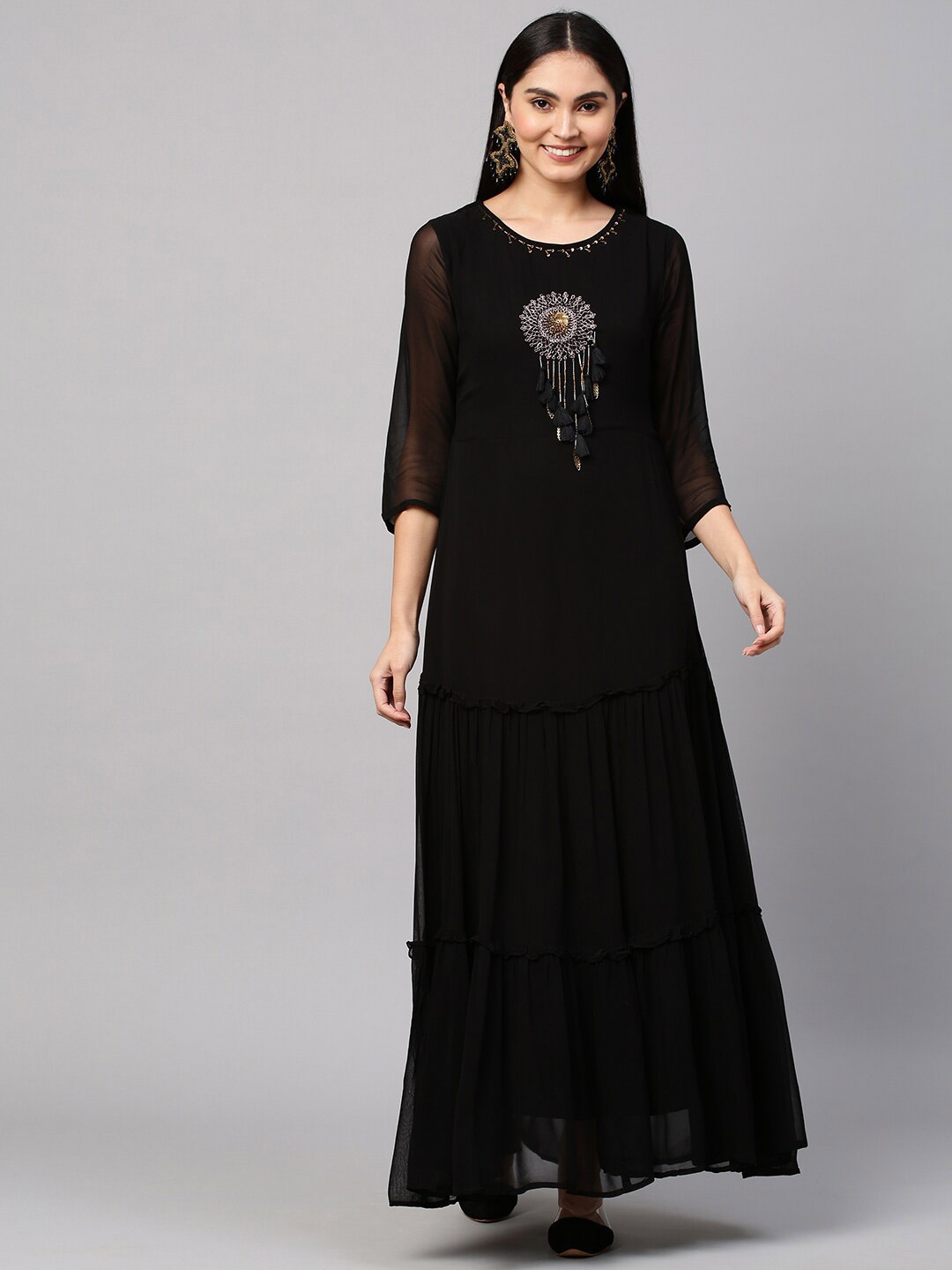 

FASHOR Black Georgette Maxi Dress