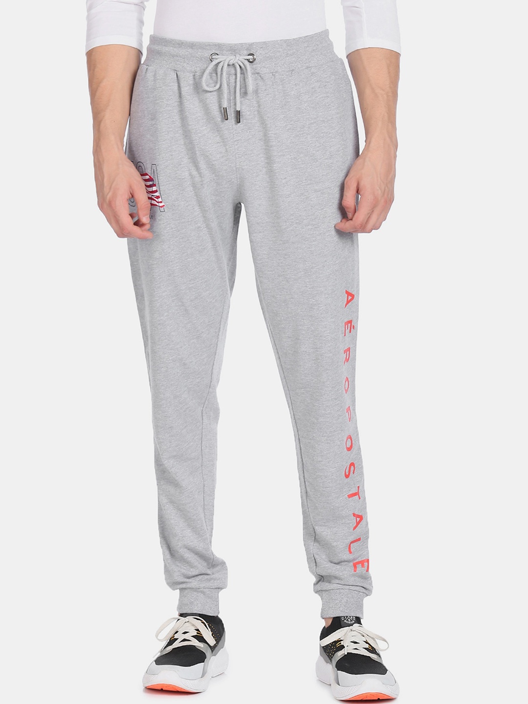 

Aeropostale Men Grey Melange Solid Straight Fit Joggers