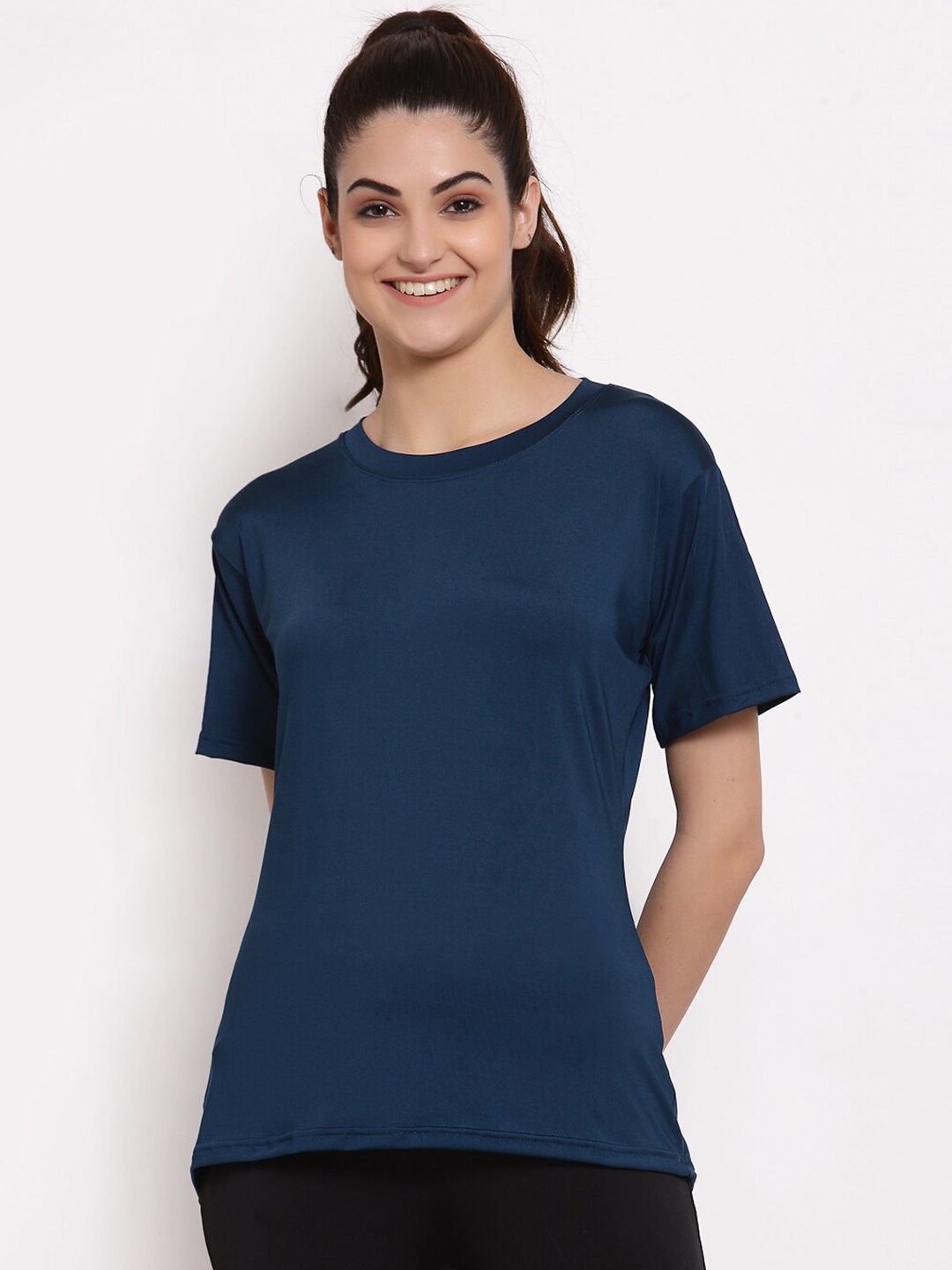 

CUKOO Women Blue Pockets T-shirt