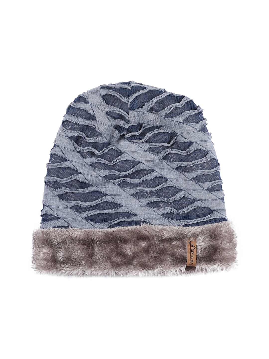 

Bharatasya Women Blue & Brown Self Designed Beanie Cap