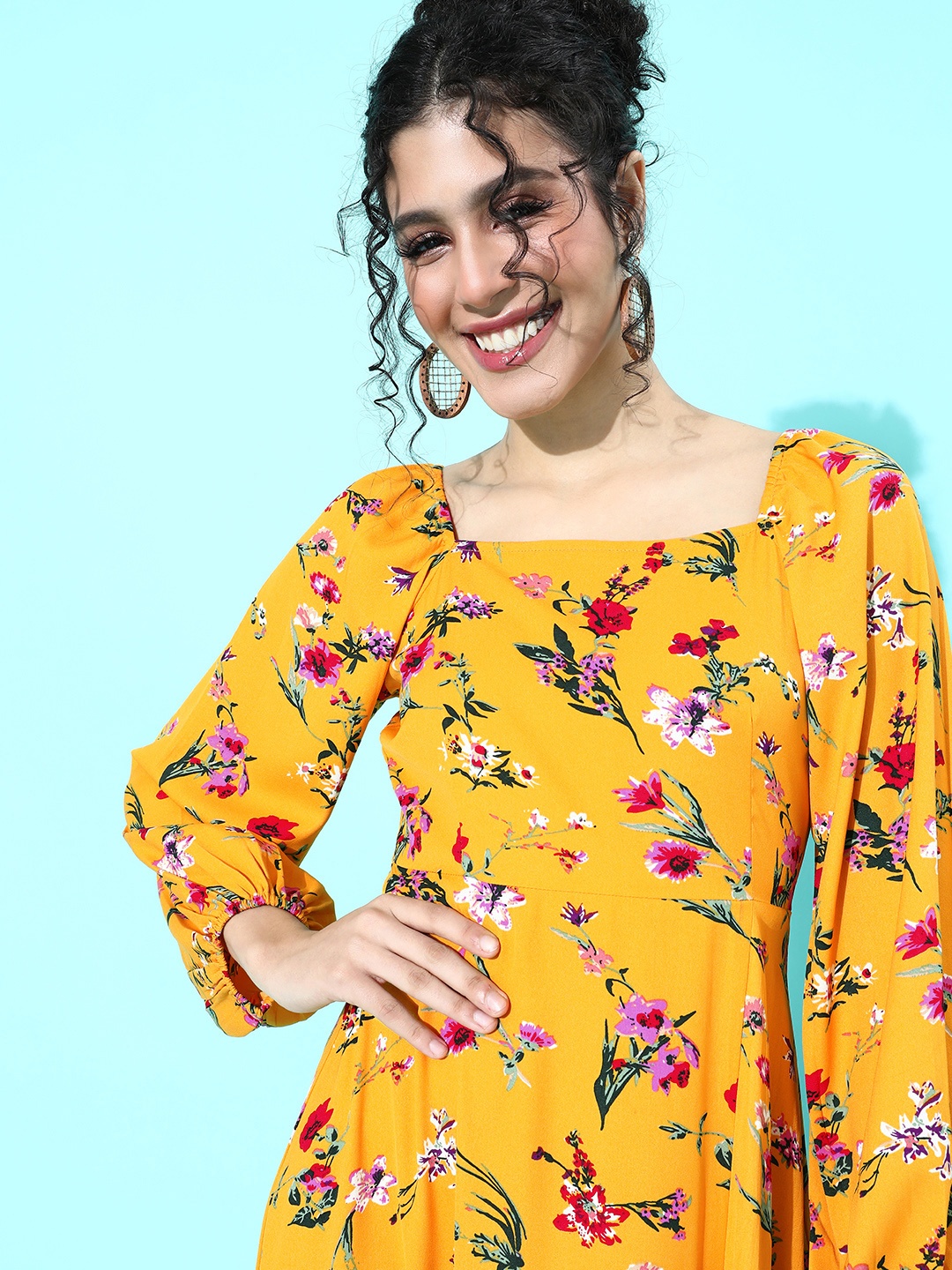 

Berrylush Women Yellow Floral Maxi Dress