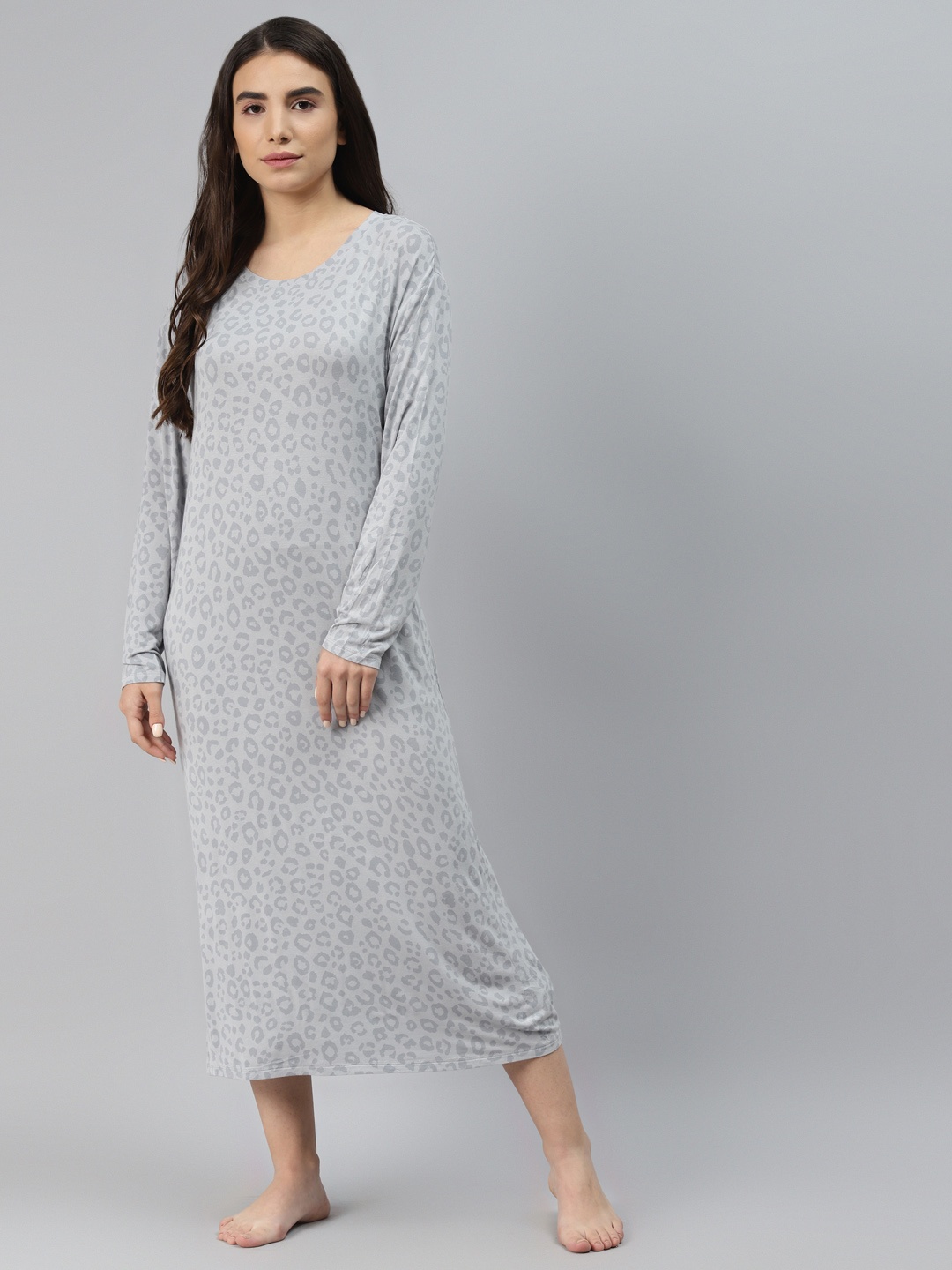 

Marks & Spencer Grey Leopard Printed Midi Nightdress