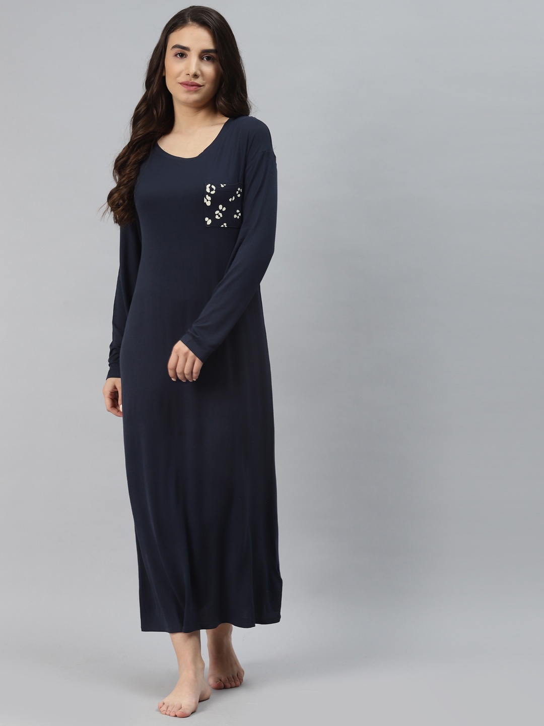 

Marks & Spencer Navy Blue Solid Maxi Nightdress