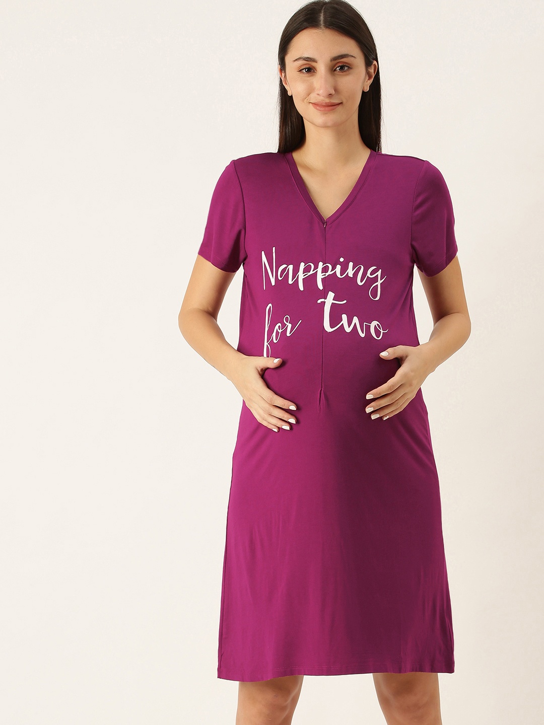 

Blush 9 Maternity Magenta Printed Nightdress