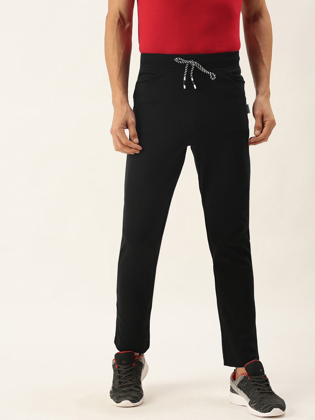 

Yuvraah Men Black Solid Track Pants with Rapid Dry