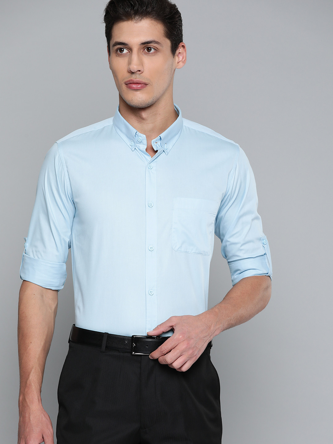 

DENNISON Men Blue Smart Slim Fit Bio-Engineered Quick-Dry Odour-Free Formal Shirt