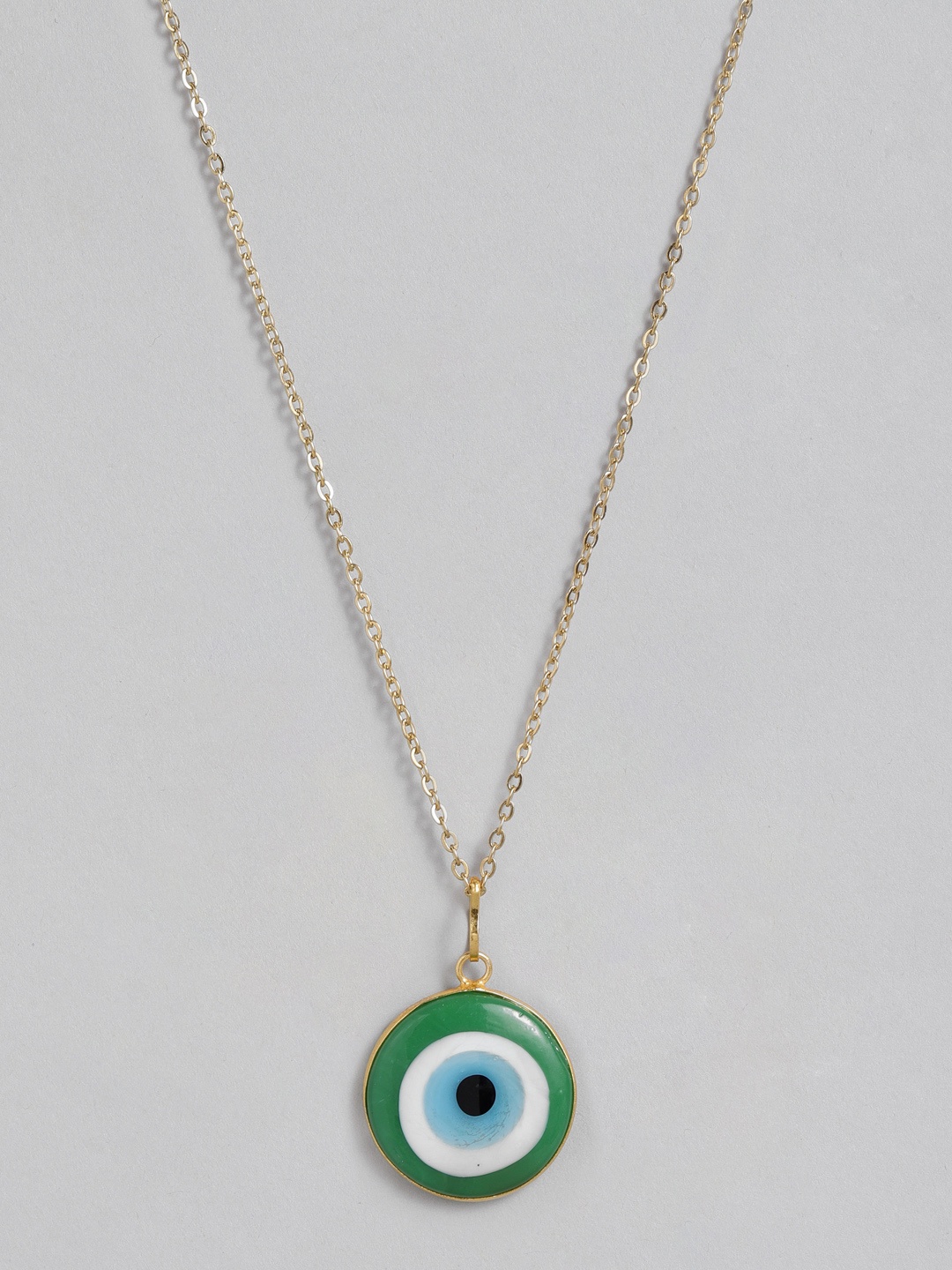 

EL REGALO Green & Gold-Toned Evil Eye Bohemian Link Necklace