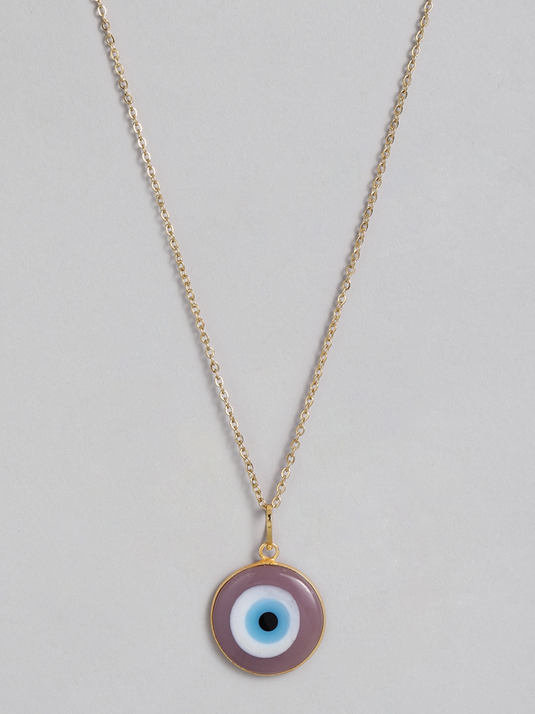 

EL REGALO Purple & Gold-Toned Evil Eye Bohemian Link Necklace