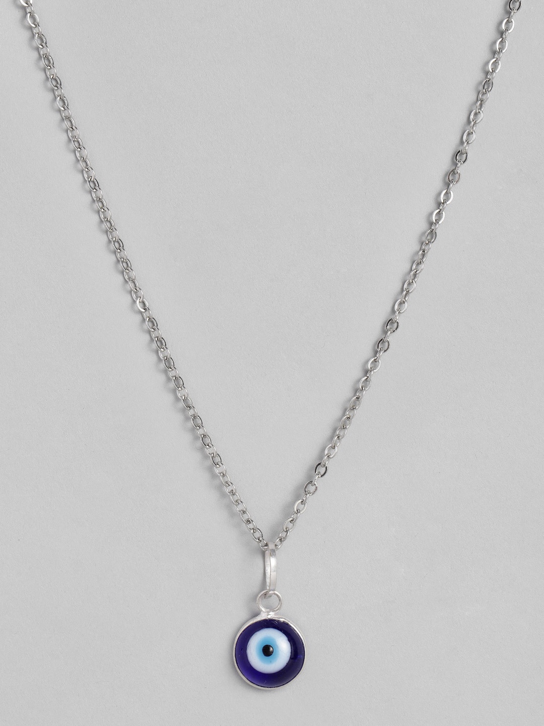 

EL REGALO Blue & Silver-Toned Evil Eye Bohemian Necklace