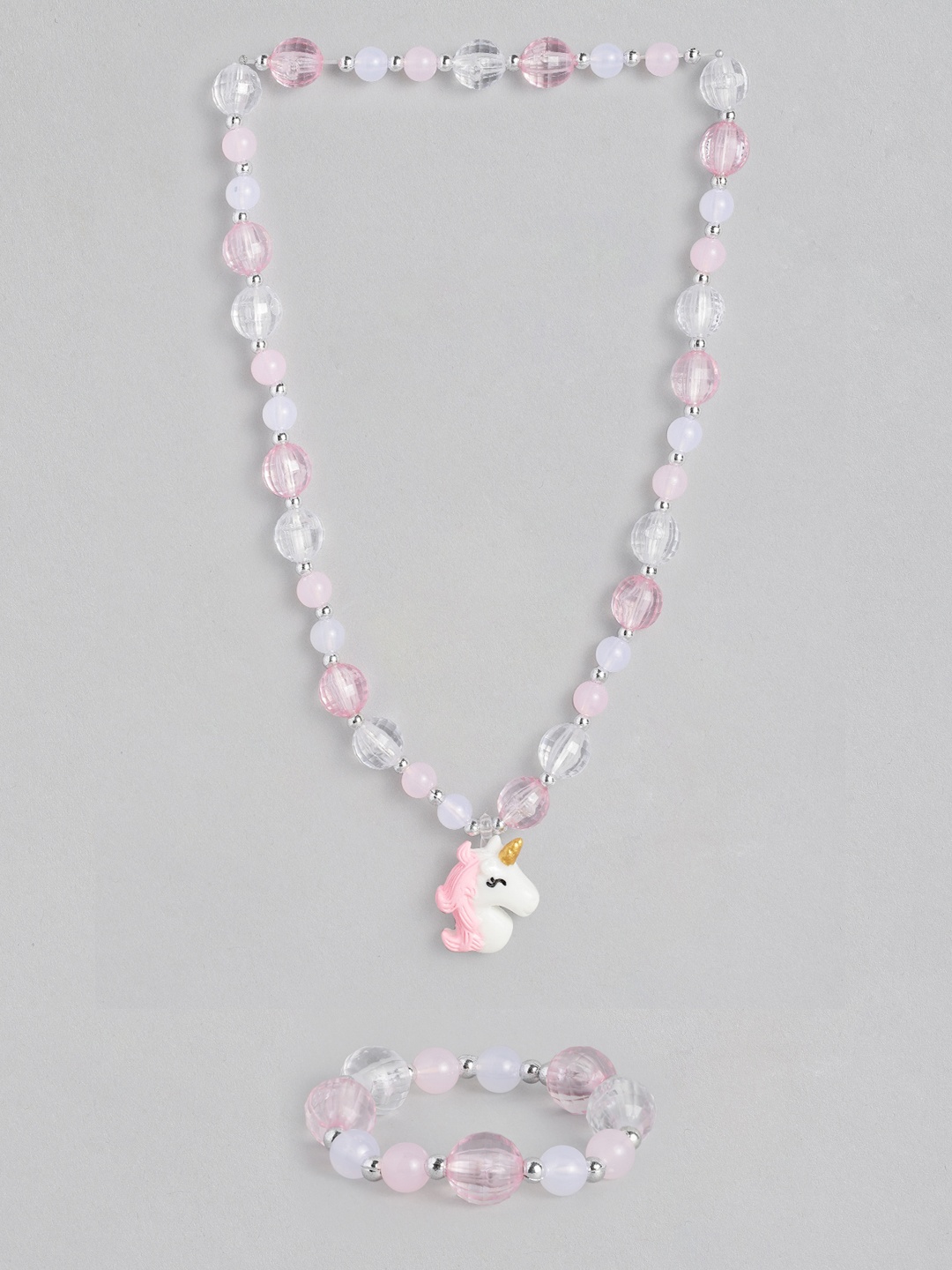 

EL REGALO Girls Pink Purple Beaded Unicorn Jewellery Set