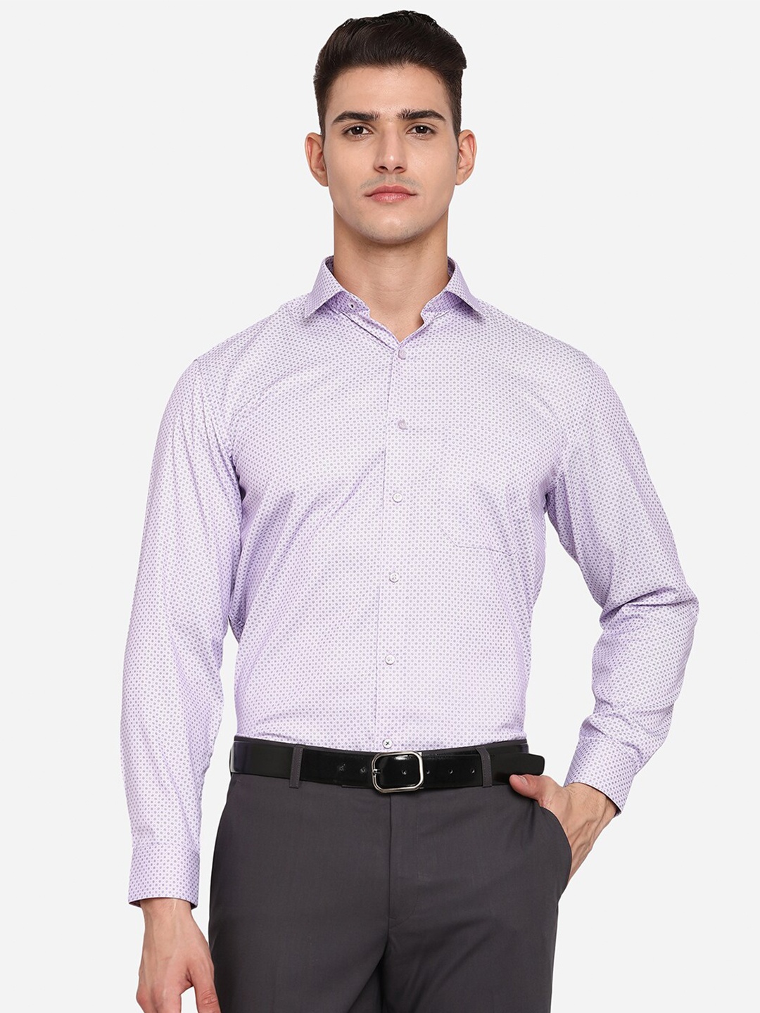 

Greenfibre Men Purple Opaque Printed Formal Shirt