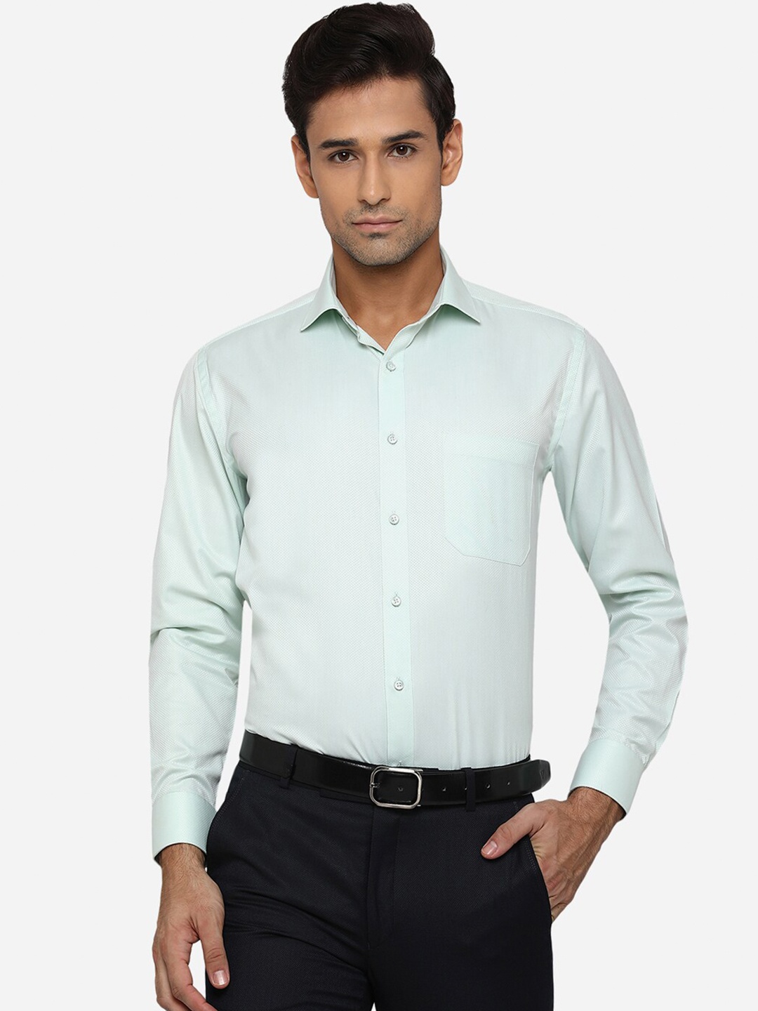 

Greenfibre Men Blue Opaque Formal Shirt