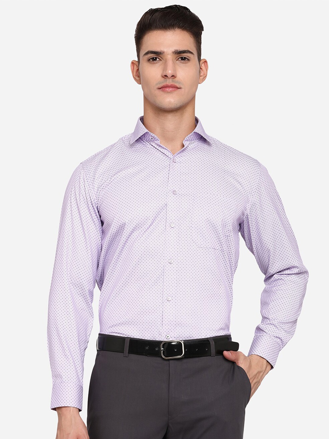 

Greenfibre Men Purple Opaque Printed Formal Shirt