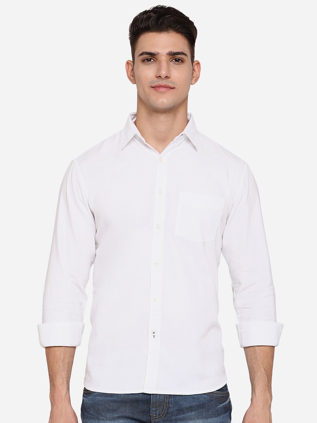 

Greenfibre Men White Slim Fit Opaque Pure Cotton Casual Shirt