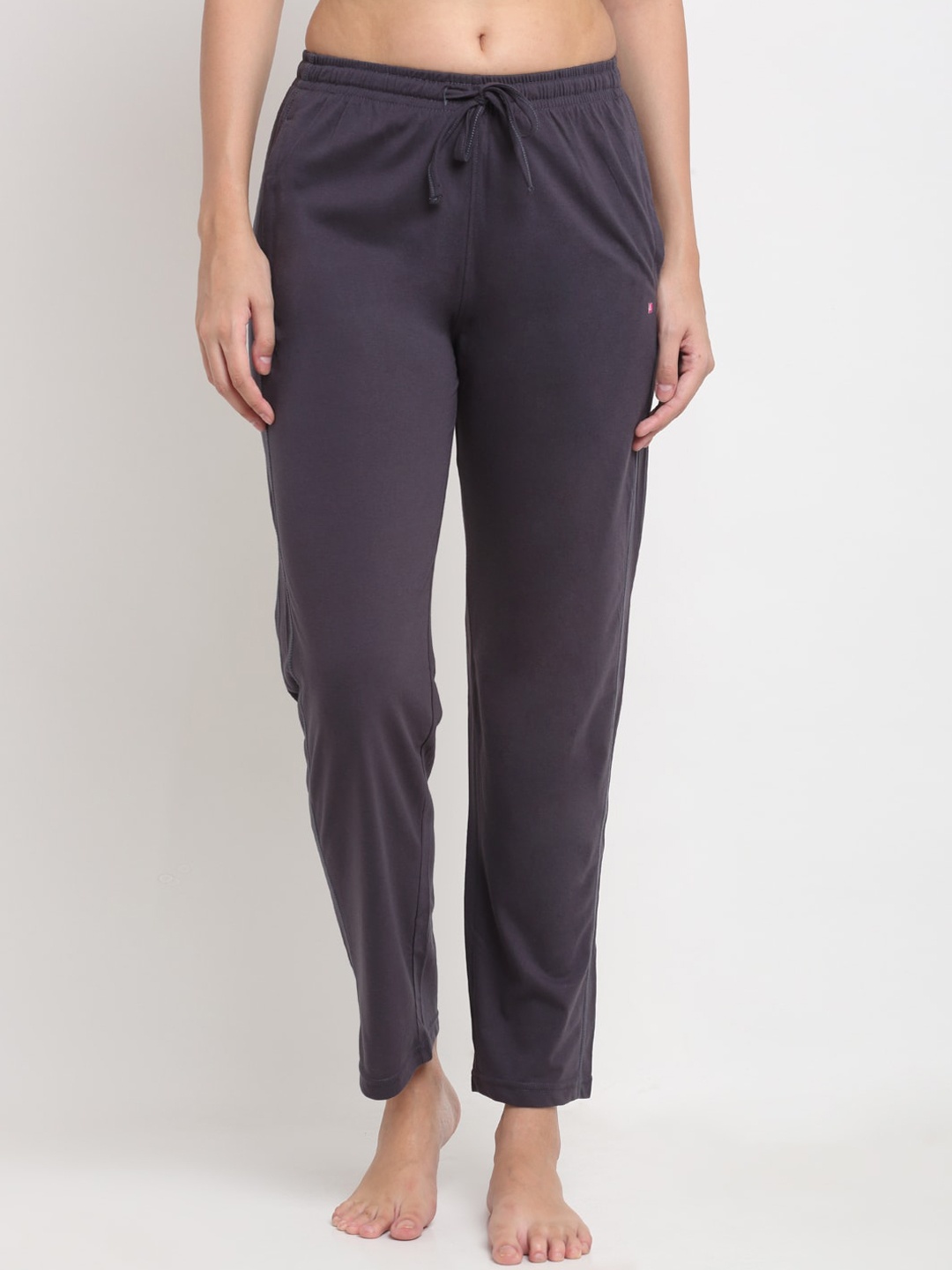 

ANTI CULTURE Women Charcoal-Grey Solid Cotton Track Pants