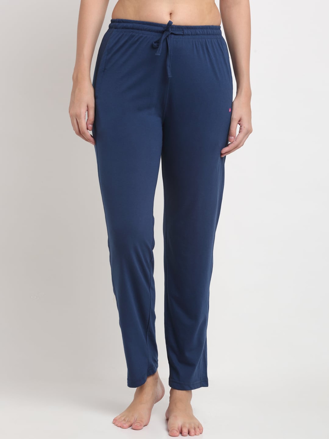 

.ANTI CULTURE Women Blue Solid Cotton Track Pant