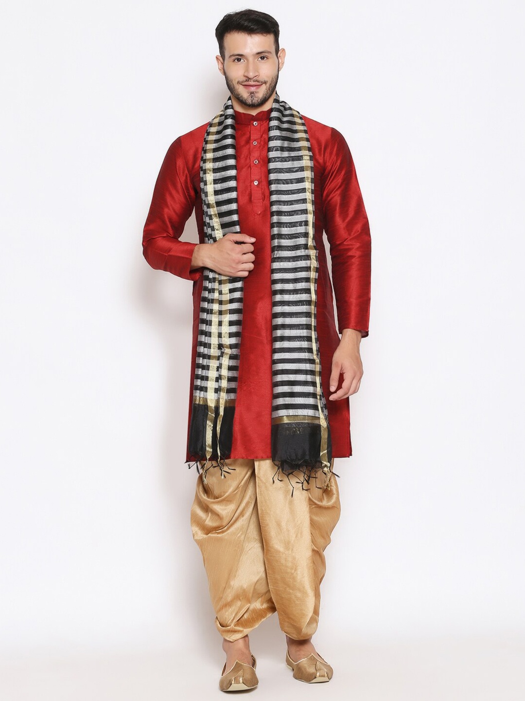 

Dupatta Bazaar Men Black & Grey Striped Dupatta