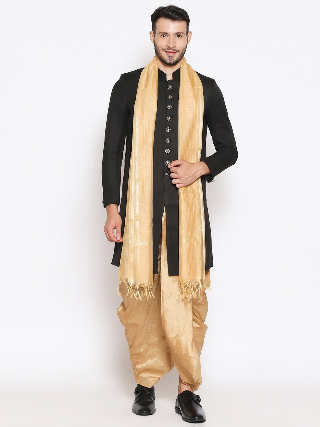 

Dupatta Bazaar Men Beige Woven Design Cotton Silk Dupatta