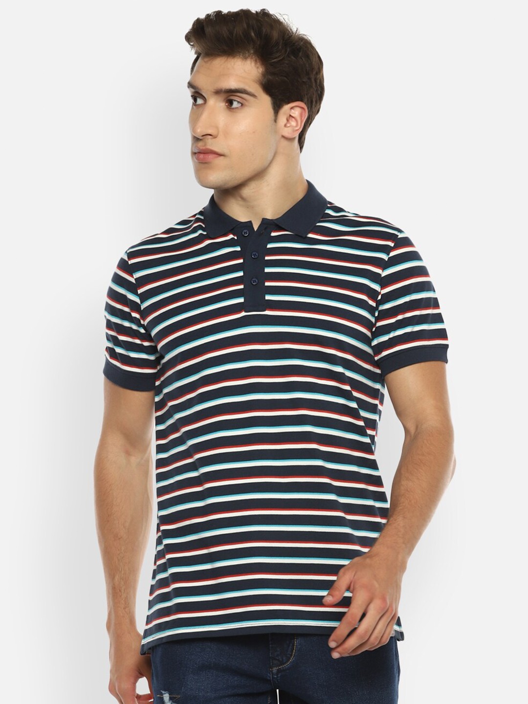 

Red Chief Men Blue & Red Striped T-shirt