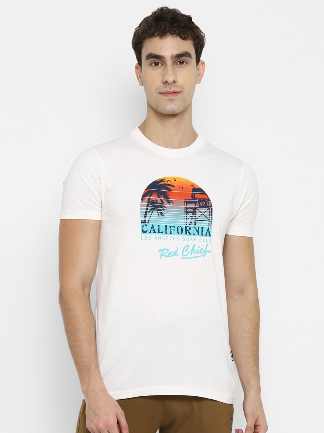 

Red Chief Men White Typography Printed T-shirt