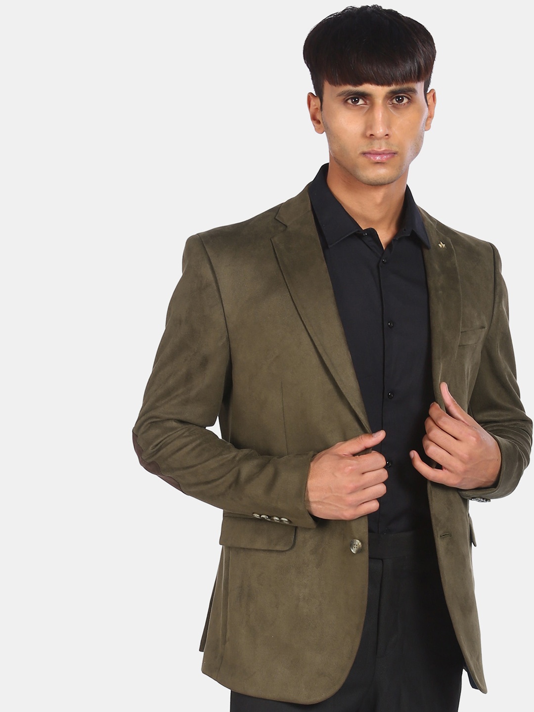 

Arrow Men Olive Green Solid Formal Blazer
