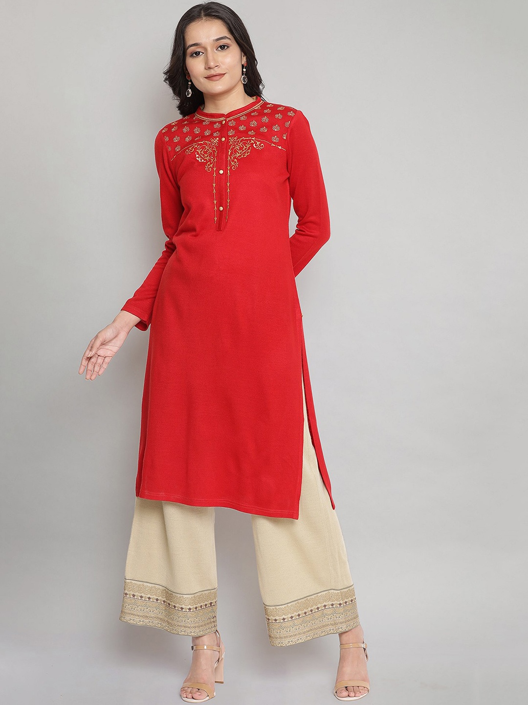 

AURELIA Women Red Yoke Design Printed Kurta