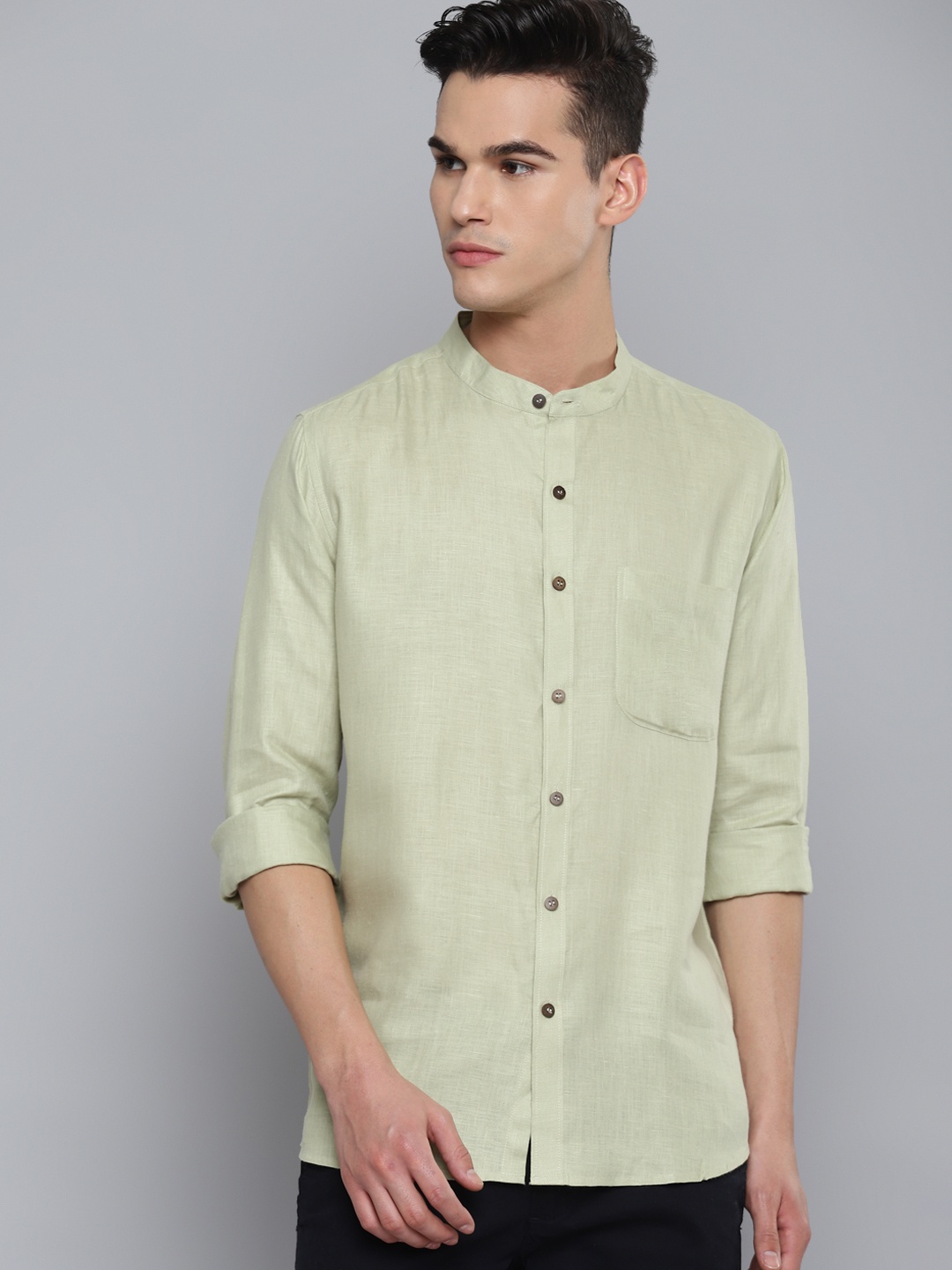 

DENNISON Men Men Green Pure Hemp Sustainable Slim Fit Casual Shirt