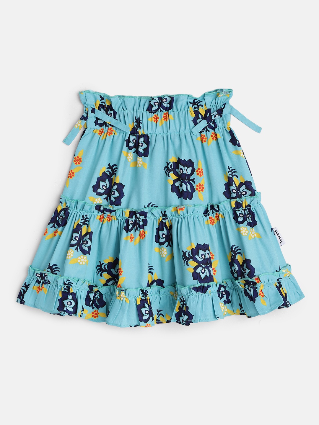 

Yuvraah Girl Blue Printed Tiered Flared Skirt