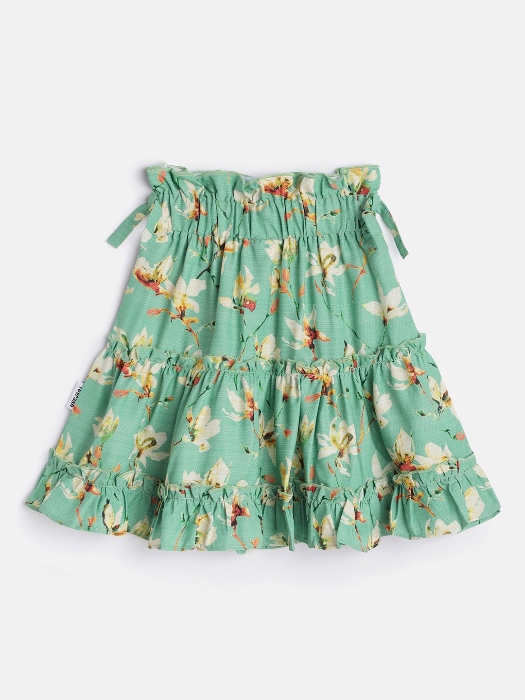 

Yuvraah Girl Blue floral Printed Tiered Flared Skirt